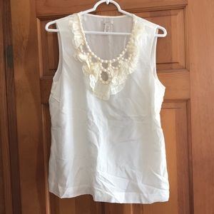 J. Crew Off-White Embellished Tank Top